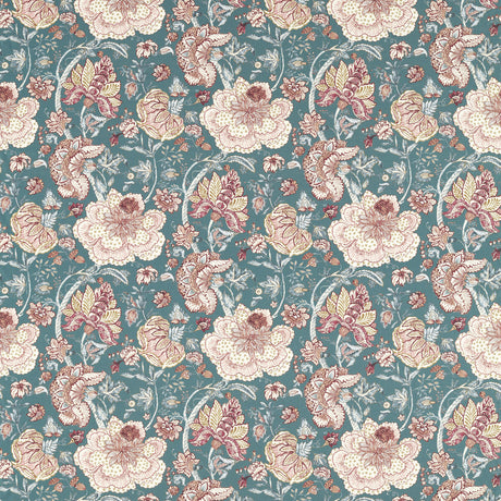 CLARKE AND CLARKE F1542/04.CAC.0 LUCIENNE TEAL Fabric - Eade's Wallpaper
