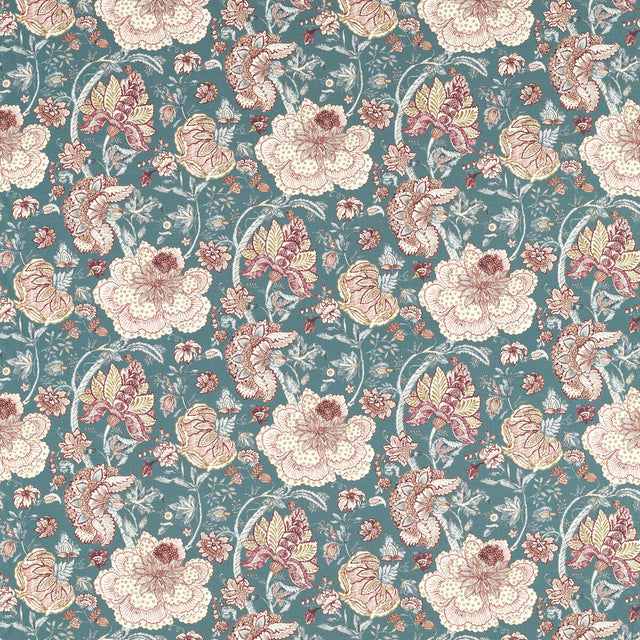 CLARKE AND CLARKE F1542/04.CAC.0 LUCIENNE TEAL Fabric - Eade's Wallpaper