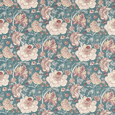 CLARKE AND CLARKE F1542/04.CAC.0 LUCIENNE TEAL Fabric - Eade's Wallpaper
