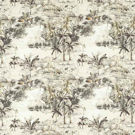 CLARKE AND CLARKE F1546/01.CAC.0 HABITAT CHARCOAL/LINEN Fabric - Eade's Wallpaper