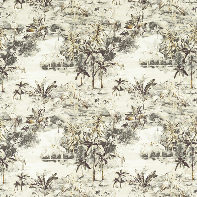 CLARKE AND CLARKE F1546/01.CAC.0 HABITAT CHARCOAL/LINEN Fabric - Eade's Wallpaper