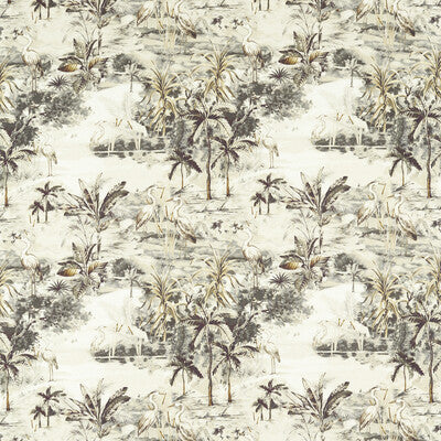 CLARKE AND CLARKE F1546/01.CAC.0 HABITAT CHARCOAL/LINEN Fabric - Eade's Wallpaper