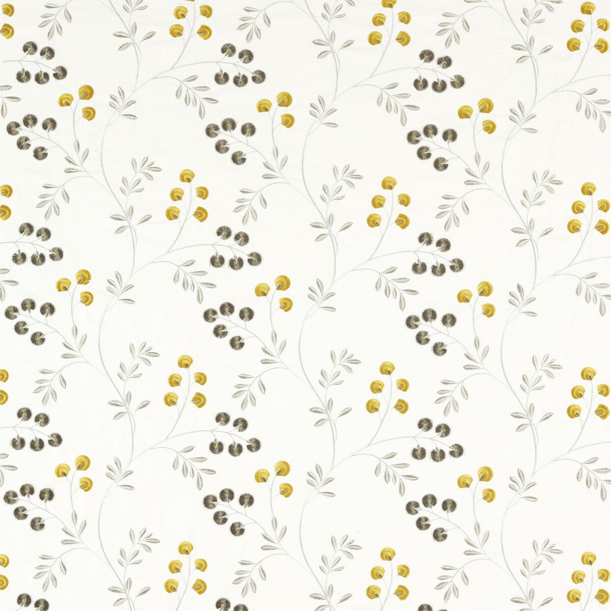CLARKE AND CLARKE F1556/03.CAC.0 ROCHELLE PEWTER/CHARTREUSE Fabric - Eade's Wallpaper