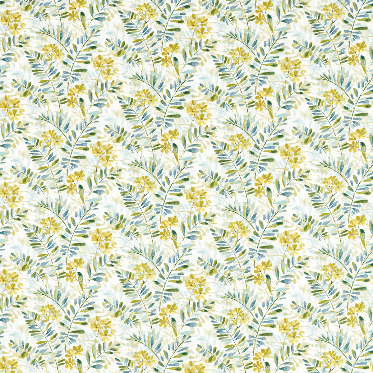 CLARKE AND CLARKE F1560/02.CAC.0 NEW GROVE DENIM/CITRUS Fabric - Eade's Wallpaper