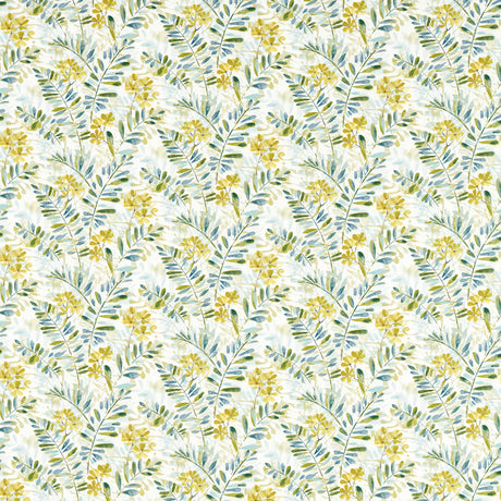 CLARKE AND CLARKE F1560/02.CAC.0 NEW GROVE DENIM/CITRUS Fabric - Eade's Wallpaper