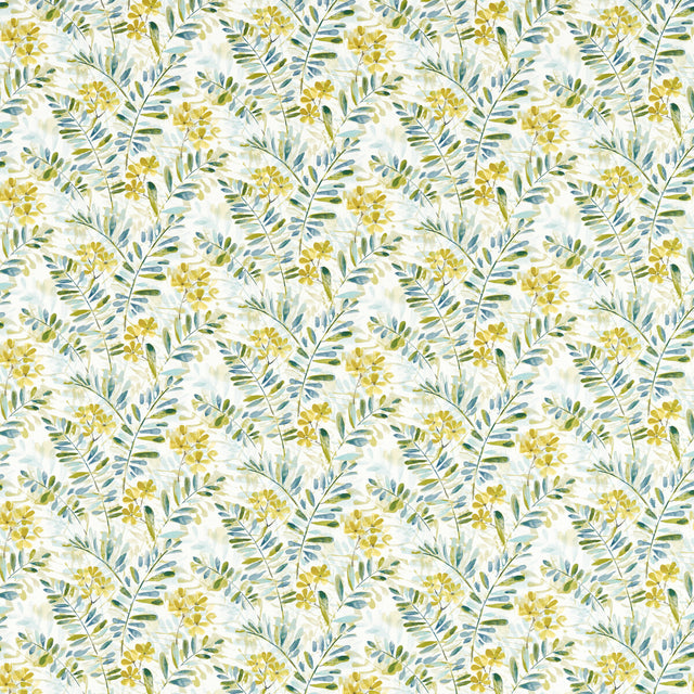 CLARKE AND CLARKE F1560/02.CAC.0 NEW GROVE DENIM/CITRUS Fabric - Eade's Wallpaper