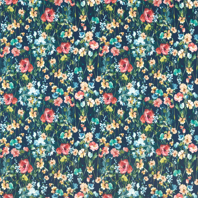 CLARKE AND CLARKE F1575/02.CAC.0 WILD MEADOW MIDNIGHT VELVET Fabric - Eade's Wallpaper