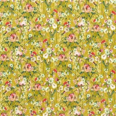 CLARKE AND CLARKE F1575/05.CAC.0 WILD MEADOW OCHRE VELVET Fabric - Eade's Wallpaper