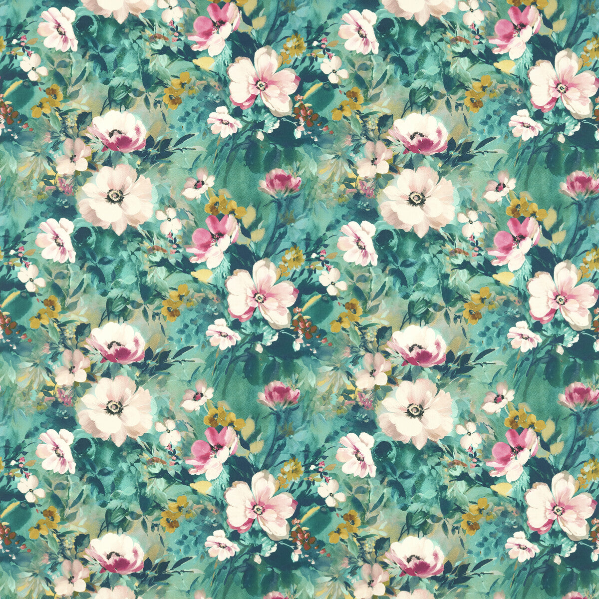 CLARKE AND CLARKE F1579/01.CAC.0 RUGOSA KINGFISHER Fabric - Eade's Wallpaper