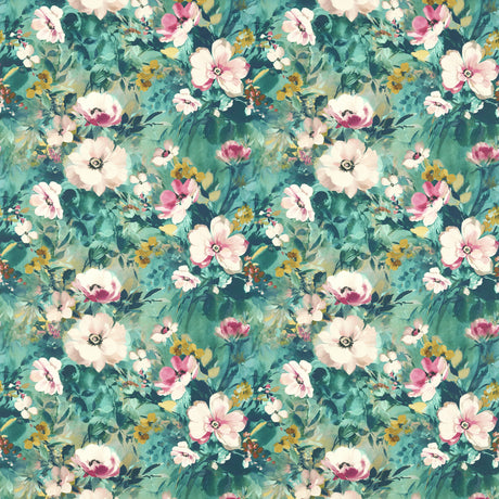 CLARKE AND CLARKE F1579/01.CAC.0 RUGOSA KINGFISHER Fabric - Eade's Wallpaper