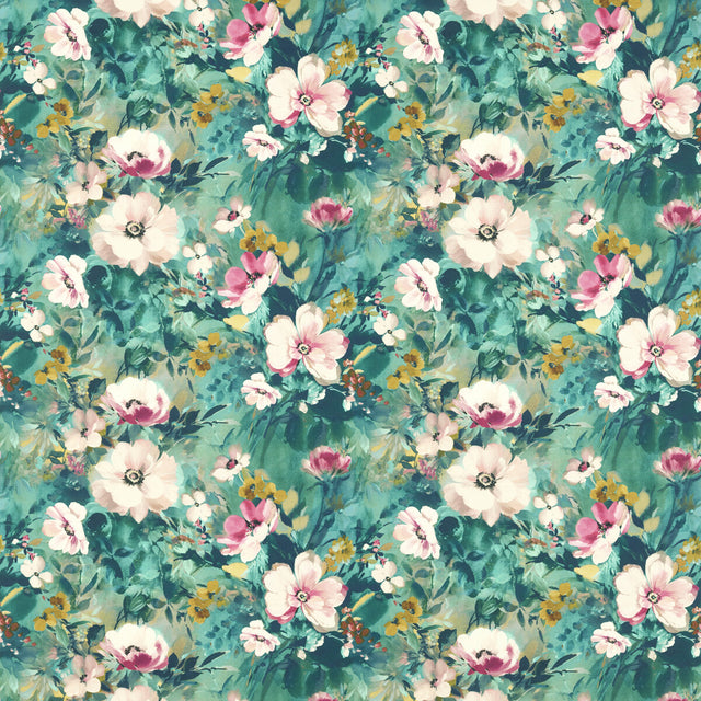 CLARKE AND CLARKE F1579/01.CAC.0 RUGOSA KINGFISHER Fabric - Eade's Wallpaper