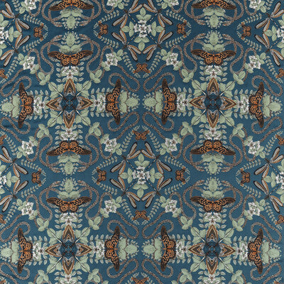 CLARKE AND CLARKE F1581/02.CAC.0 EMERALD FOREST MIDNIGHT JACQUARD Fabric - Eade's Wallpaper