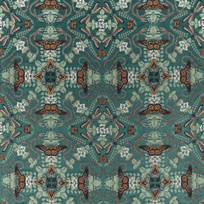 CLARKE AND CLARKE F1581/04.CAC.0 EMERALD FOREST TEAL JACQUARD Fabric - Eade's Wallpaper
