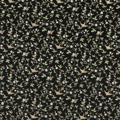CLARKE AND CLARKE F1582/01.CAC.0 WILD STRAWBERRY NOIR EMB Fabric - Eade's Wallpaper