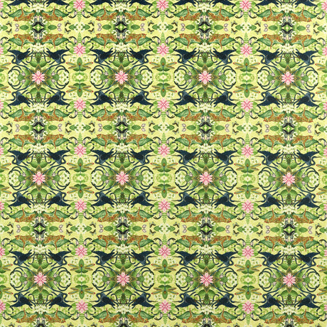 CLARKE AND CLARKE F1592/01.CAC.0 WONDERLUST TEA STORY CITRON VELVET Fabric - Eade's Wallpaper