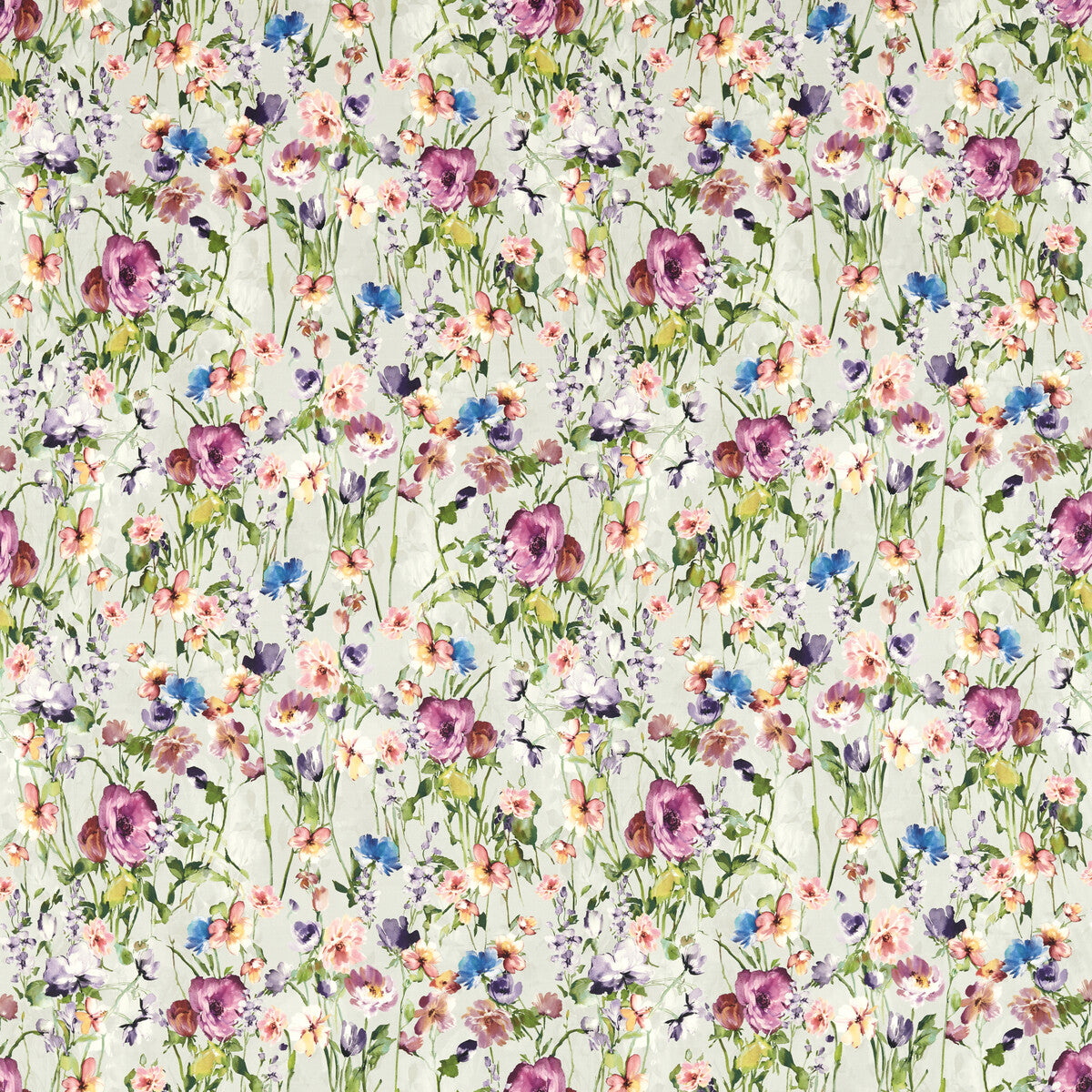CLARKE AND CLARKE F1596/02.CAC.0 WILD MEADOW DAMSON Fabric - Eade's Wallpaper