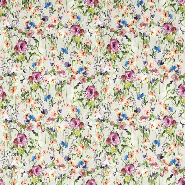 CLARKE AND CLARKE F1596/02.CAC.0 WILD MEADOW DAMSON Fabric - Eade's Wallpaper
