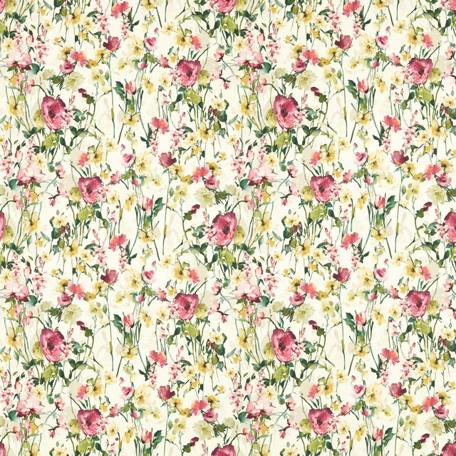 CLARKE AND CLARKE F1596/04.CAC.0 WILD MEADOW IVORY Fabric - Eade's Wallpaper