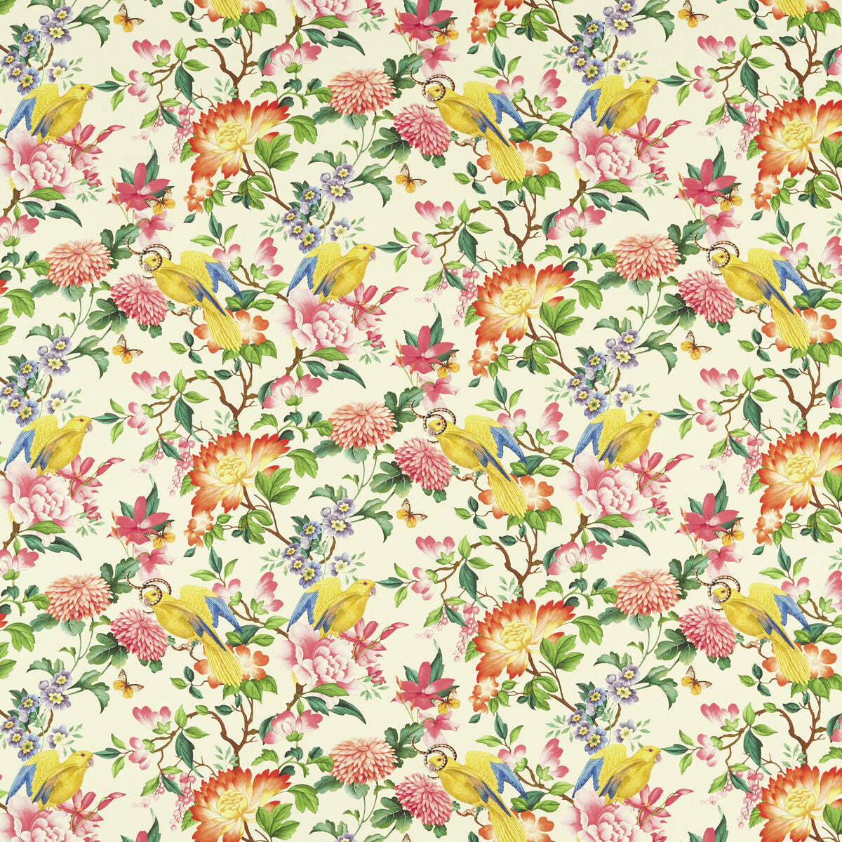 CLARKE AND CLARKE F1600/01.CAC.0 GOLDEN PARROT IVORY Fabric - Eade's Wallpaper