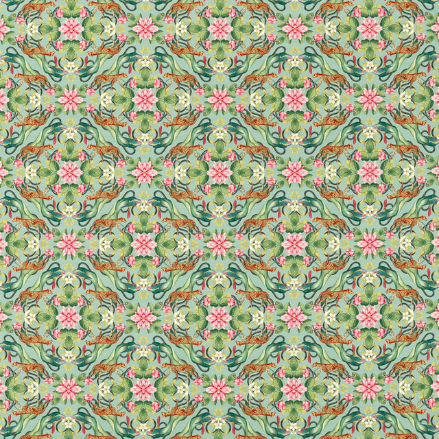 CLARKE AND CLARKE F1601/01.CAC.0 MENAGERIE AQUA Fabric - Eade's Wallpaper