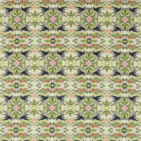 CLARKE AND CLARKE F1607/01.CAC.0 WONDERLUST TEA STORY DOVE Fabric - Eade's Wallpaper