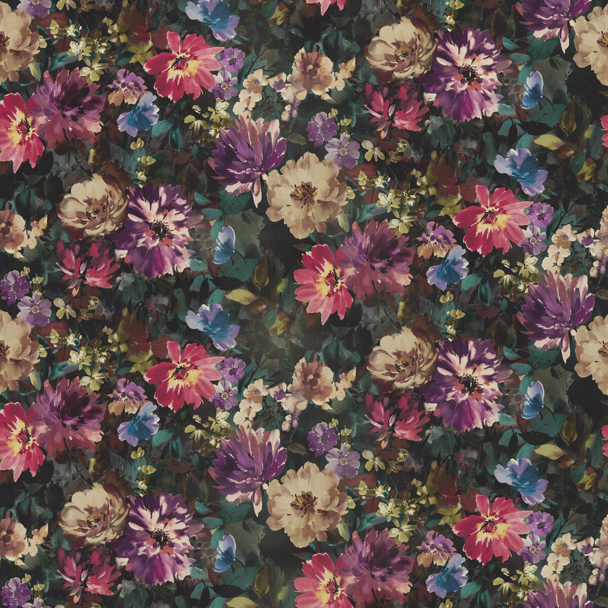 CLARKE AND CLARKE F1610/01.CAC.0 TAHITI AMETHYST/EMERALD VELVET Fabric - Eade's Wallpaper