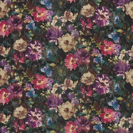 CLARKE AND CLARKE F1610/01.CAC.0 TAHITI AMETHYST/EMERALD VELVET Fabric - Eade's Wallpaper
