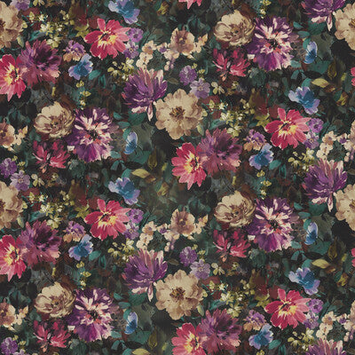 CLARKE AND CLARKE F1610/01.CAC.0 TAHITI AMETHYST/EMERALD VELVET Fabric - Eade's Wallpaper