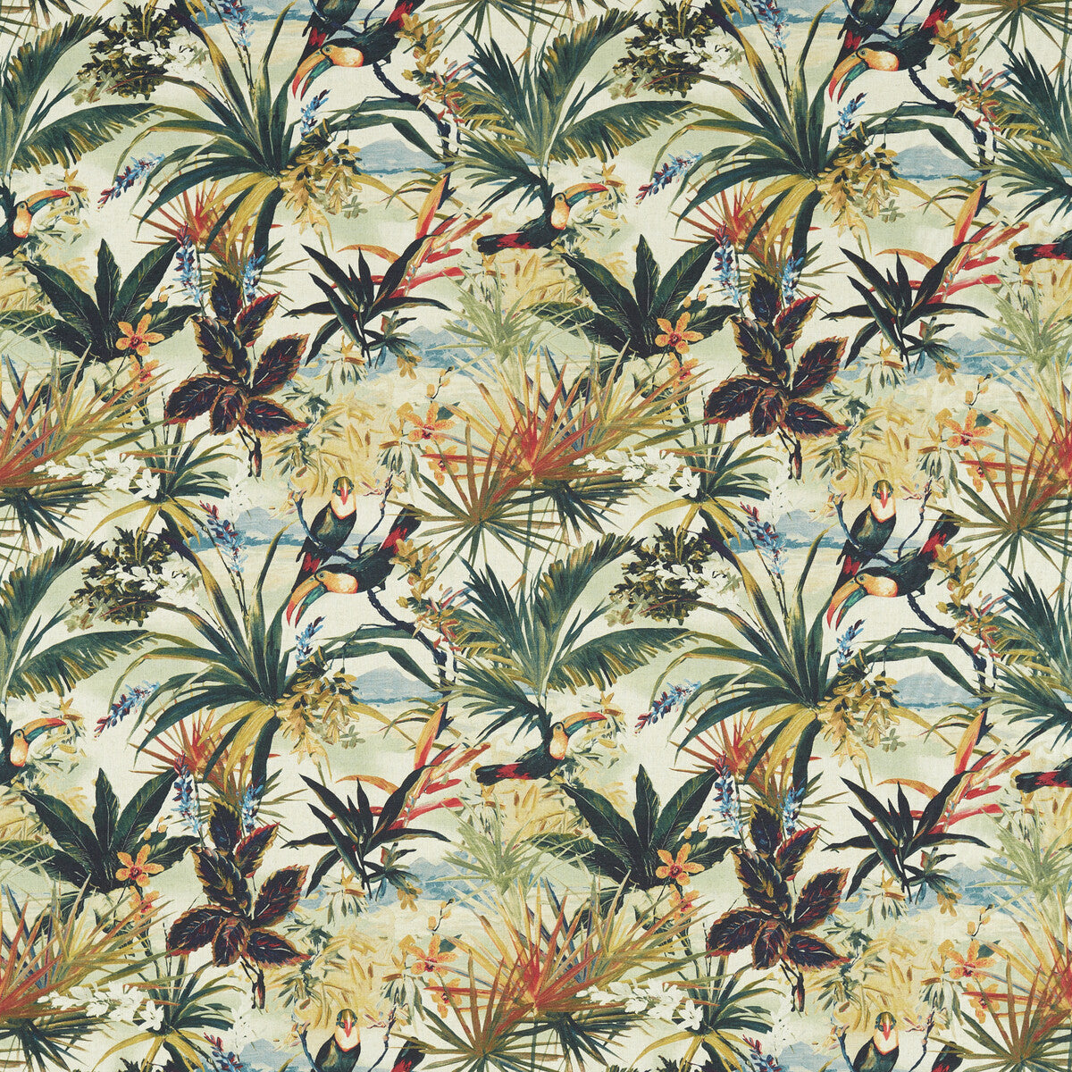CLARKE AND CLARKE F1614/01.CAC.0 TOUCAN ANTIQUE Fabric - Eade's Wallpaper
