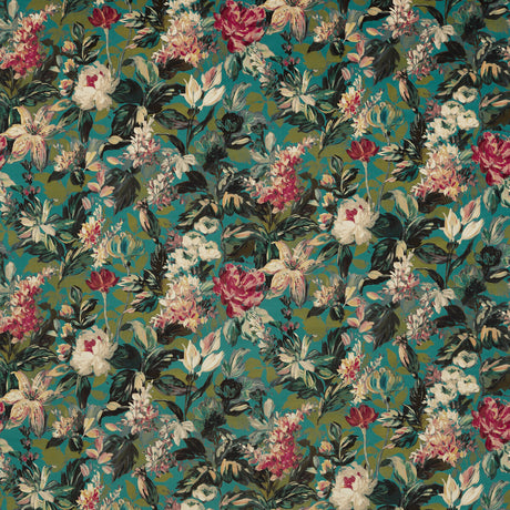 CLARKE AND CLARKE F1656/01.CAC.0 LILUM PEACOCK VELVET Fabric - Eade's Wallpaper