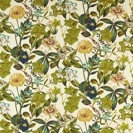 CLARKE AND CLARKE F1672/01.CAC.0 PASSIFLORAOUTDOOR DENIM Fabric - Eade's Wallpaper