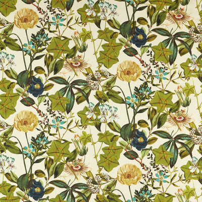 CLARKE AND CLARKE F1672/01.CAC.0 PASSIFLORAOUTDOOR DENIM Fabric - Eade's Wallpaper