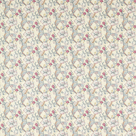 CLARKE AND CLARKE F1677/01.CAC.0 GOLDEN LILY DOVE/PLUM Fabric - Eade's Wallpaper