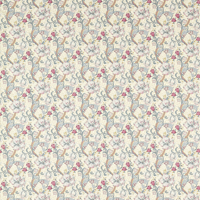 CLARKE AND CLARKE F1677/01.CAC.0 GOLDEN LILY DOVE/PLUM Fabric - Eade's Wallpaper