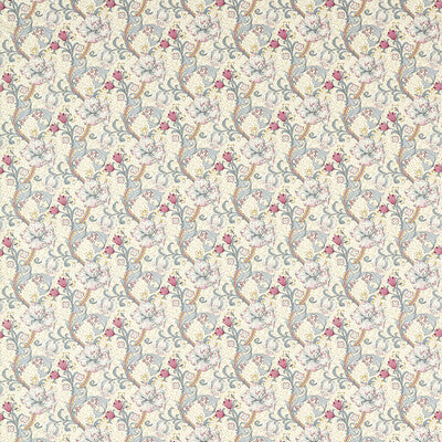 CLARKE AND CLARKE F1677/01.CAC.0 GOLDEN LILY DOVE/PLUM Fabric - Eade's Wallpaper