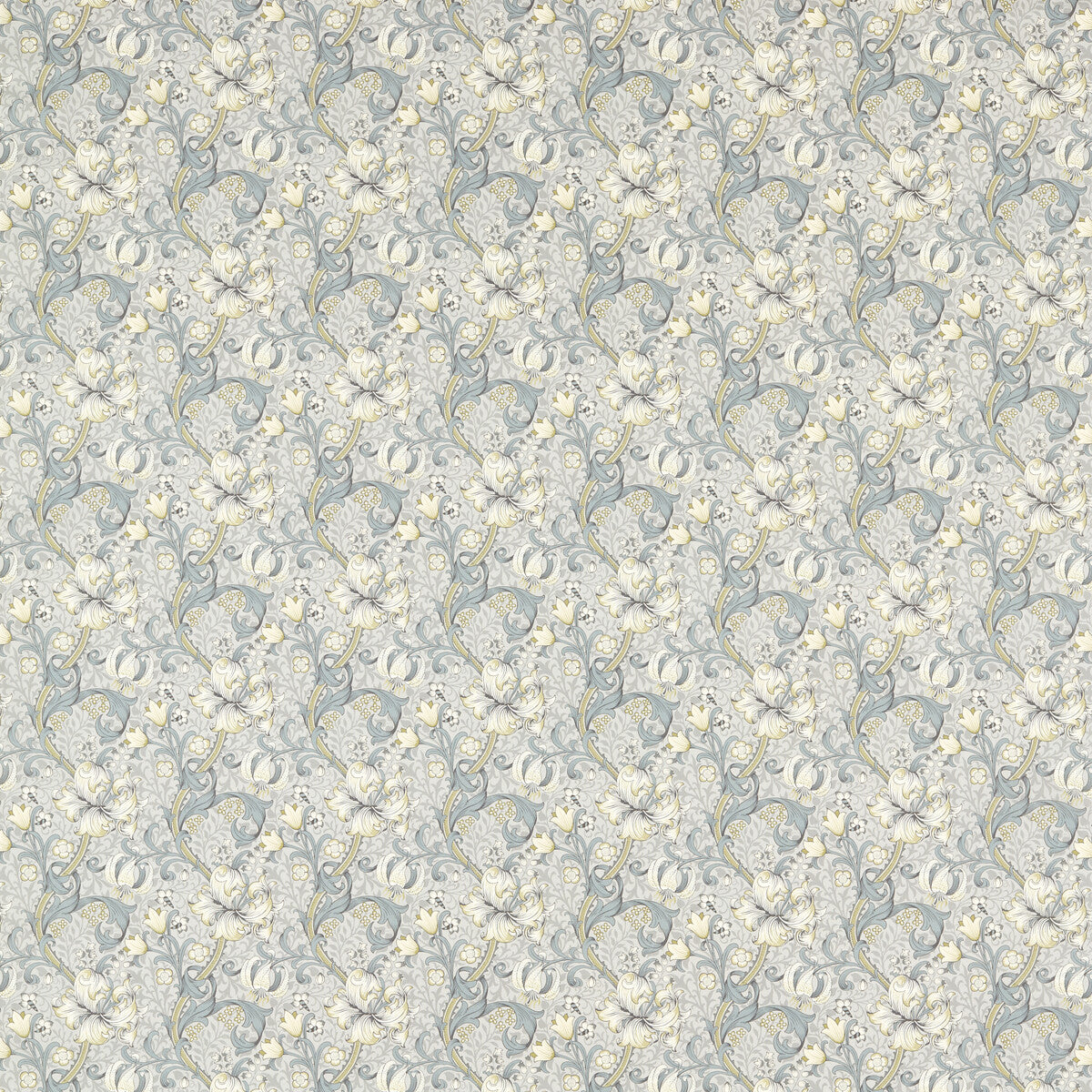 CLARKE AND CLARKE F1677/02.CAC.0 GOLDEN LILY SLATE/DOVE Fabric - Eade's Wallpaper