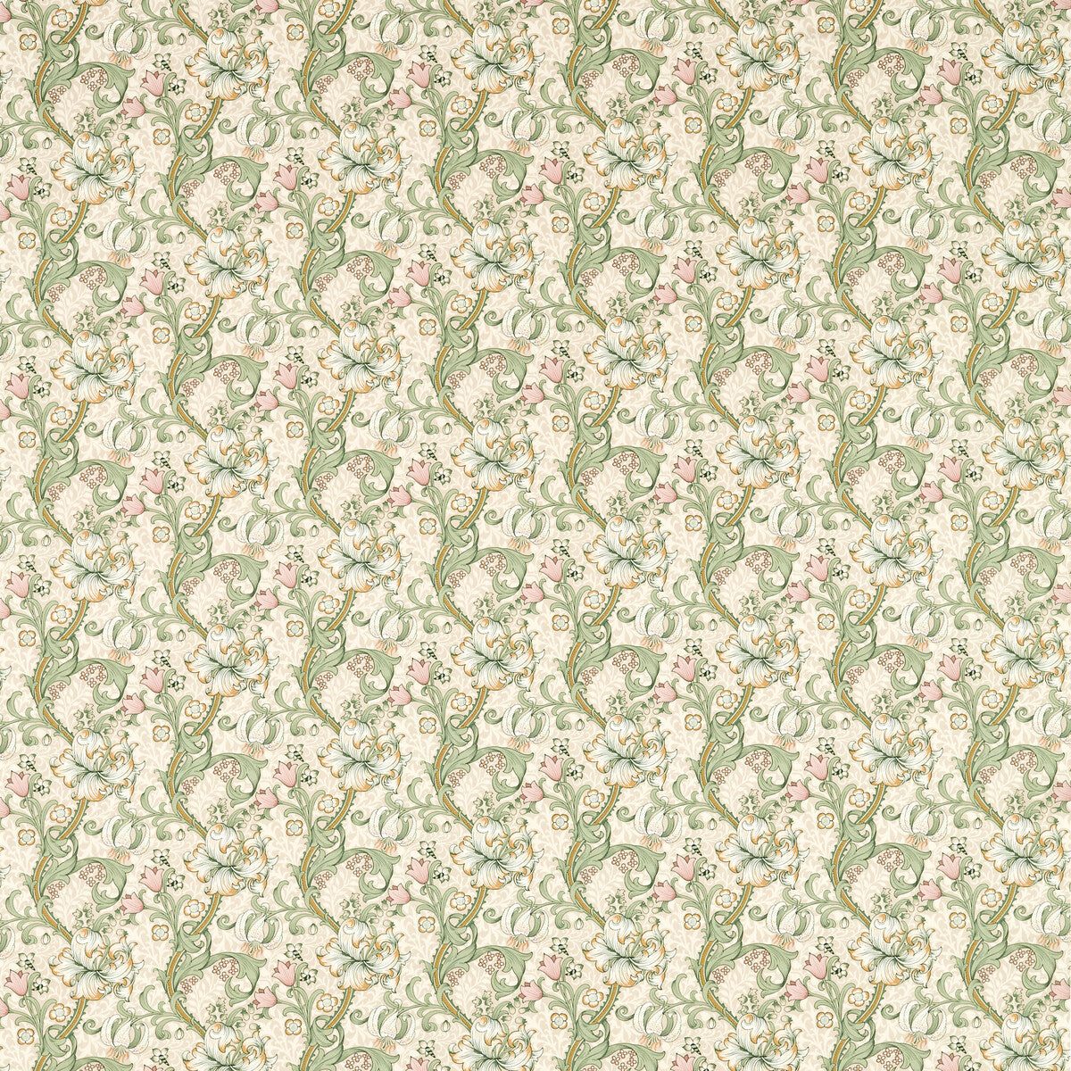 CLARKE AND CLARKE F1677/03.CAC.0 GOLDEN LILY LINEN/BLUSH Fabric - Eade's Wallpaper