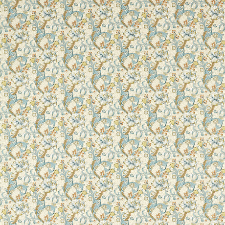 CLARKE AND CLARKE F1677/04.CAC.0 GOLDEN LILY LINEN/TEAL Fabric - Eade's Wallpaper