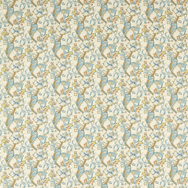 CLARKE AND CLARKE F1677/04.CAC.0 GOLDEN LILY LINEN/TEAL Fabric - Eade's Wallpaper