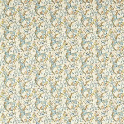 CLARKE AND CLARKE F1677/04.CAC.0 GOLDEN LILY LINEN/TEAL Fabric - Eade's Wallpaper