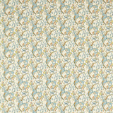 CLARKE AND CLARKE F1677/04.CAC.0 GOLDEN LILY LINEN/TEAL Fabric - Eade's Wallpaper