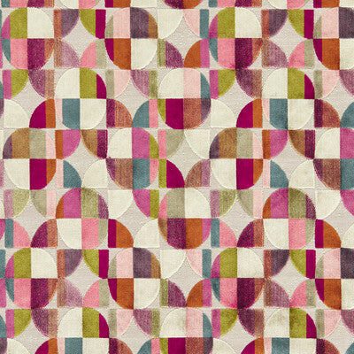 CLARKE AND CLARKE F1682/02.CAC.0 DELAUNAY MAGENTA PEACOCK Fabric - Eade's Wallpaper