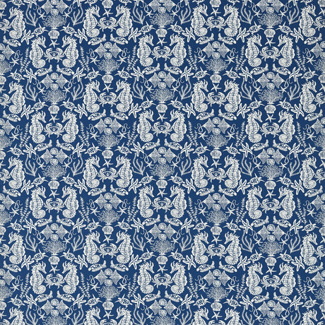 CLARKE AND CLARKE F1725/03.CAC.0 AQUARIUM NAVY Fabric - Eade's Wallpaper