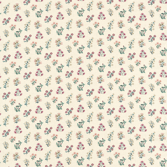 CLARKE AND CLARKE F1736/05.CAC.0 LEIDEN TEAL BERRY Fabric - Eade's Wallpaper