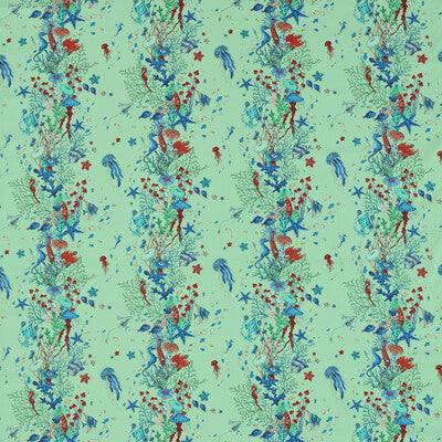 CLARKE AND CLARKE F1760/01.CAC.0 SEAFOREST AQUA Fabric - MYTHICA BY EMMA J SHIPLEY FOR C&C