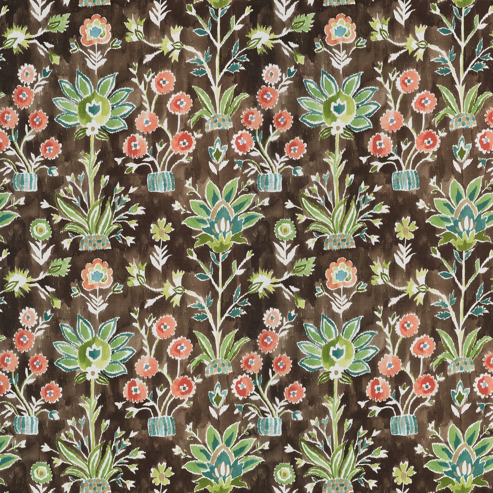 Thibaut LILIA PRINT F711119 in Chocolate Fabric - ACADIA