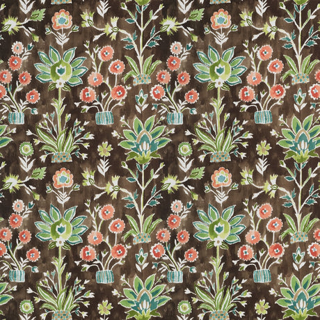 Thibaut LILIA PRINT F711119 in Chocolate Fabric - ACADIA