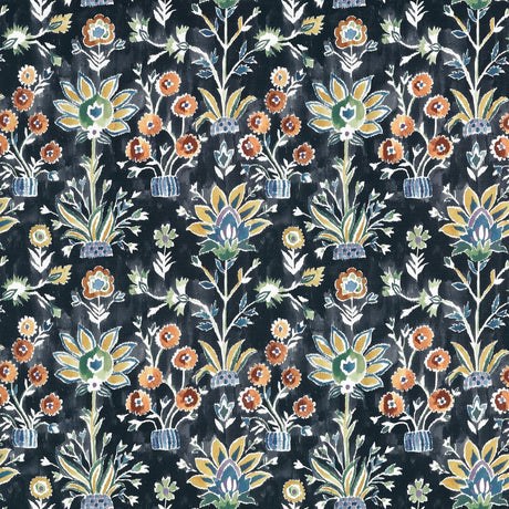 Thibaut LILIA PRINT F711120 in Ebony Fabric - ACADIA
