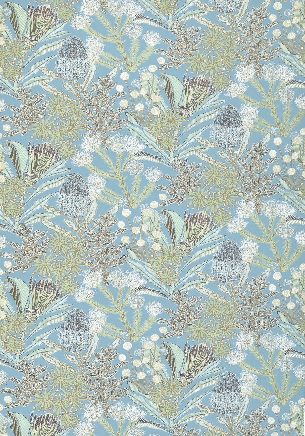 Thibaut F81766 PROTEA PRINT Spa Blue Fabric