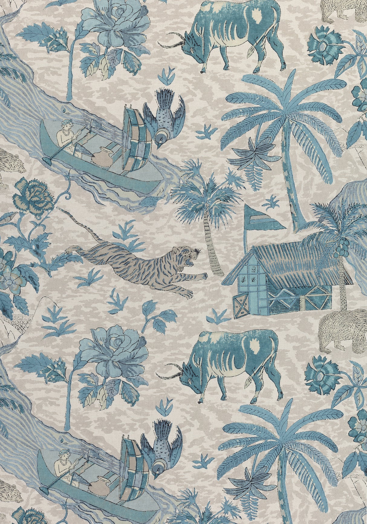 Thibaut F910231 TIGER RESERVE Slate Blue Fabric
